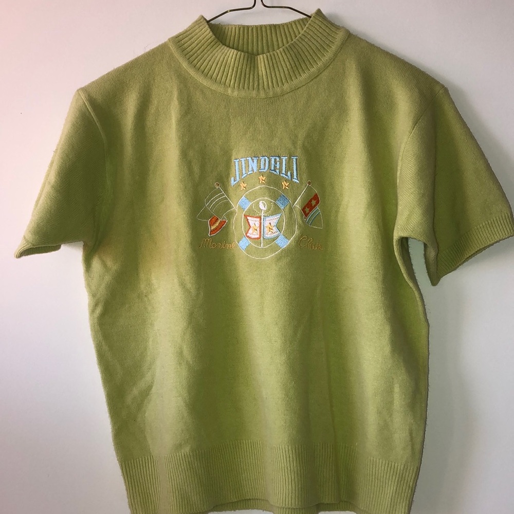 Short Sleeve Mock Turtleneck Marine Club Sweater